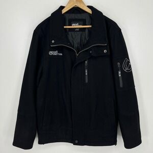 Ecko Function Mens Black Wool Blend Quilted Lined Utility Jacket Size M Vtg 90s